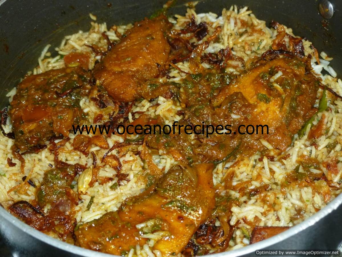 Kerala style spicy fish biryani